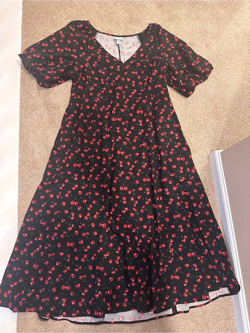 Ava & Viv Black Maxi Dress with Red cherry Print size XXL - Picture 8 of 8
